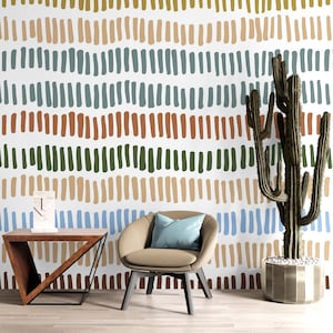 Pastel Color Wallpaper. Watercolor Brush Strokes. Peel and Stick Mural.  Pastel Wall Art Pattern. Nursery Room Wall Pattern Mural. #6568