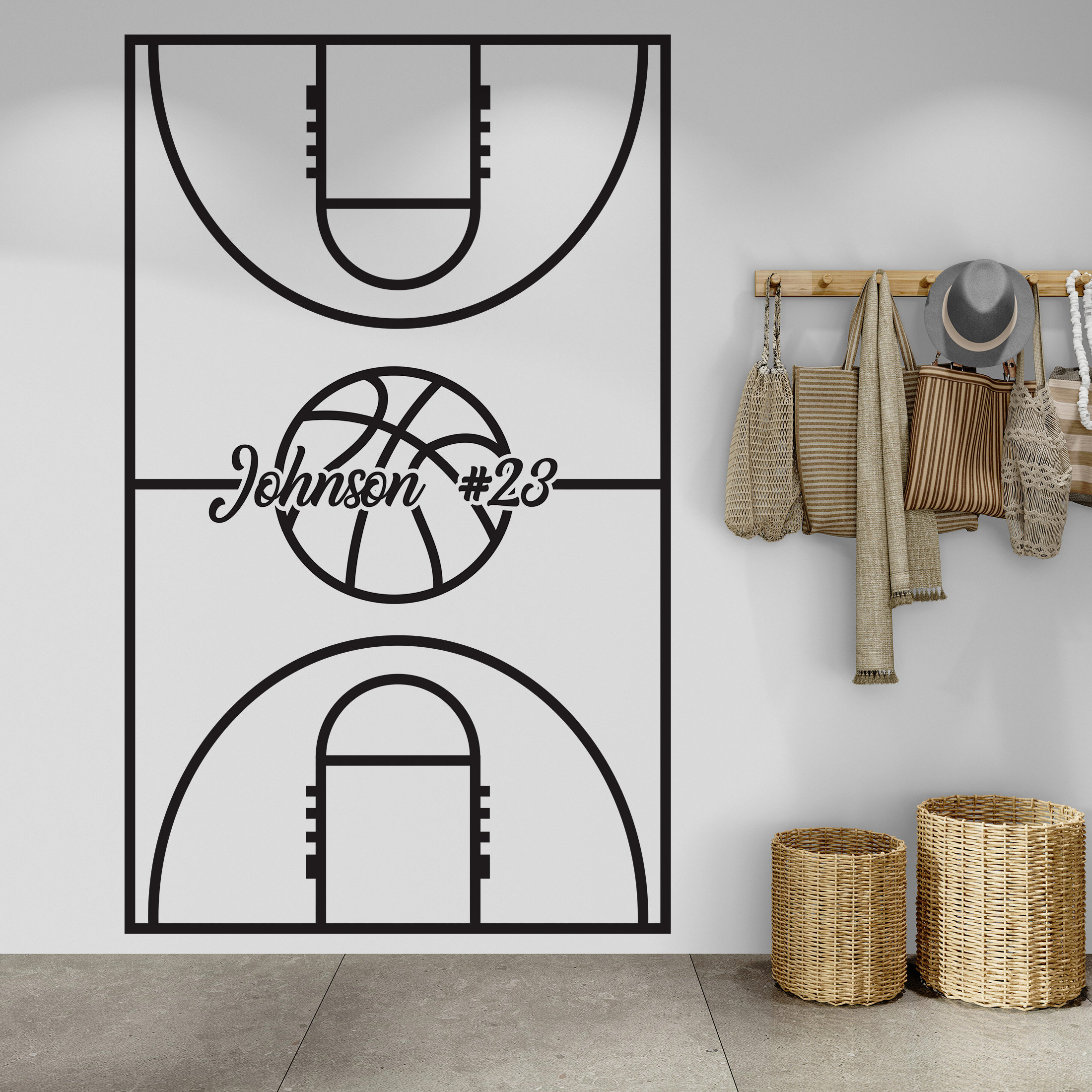 Custom Name Basketball Court Wall Decal Sticker. Personalized ...