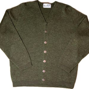 50s 60s Men’s Kaso Knit Wool Cardigan Sweater In Excellent Condition M size
