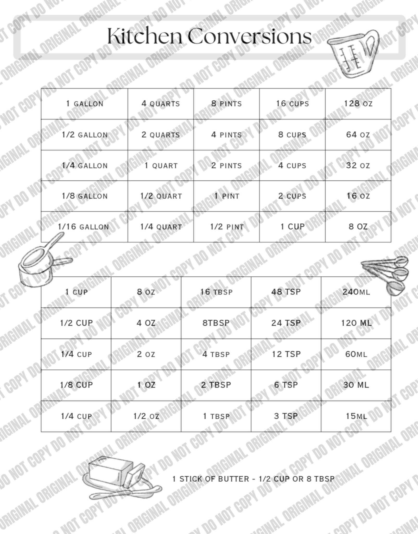 Cookbook Conversion Page Printable Recipe Book! - Etsy
