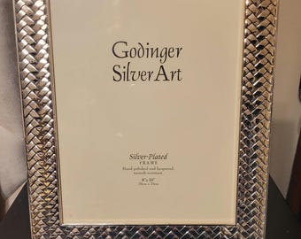Godinger Silver Art silver-plated picture frame featuring a textured basket weave border.