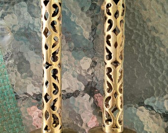Vintage 70s brass candlestick holder set