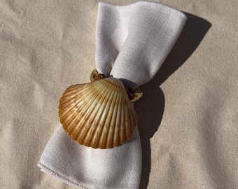 Natural Shell & Brass Napkin Ring | Set of 3
