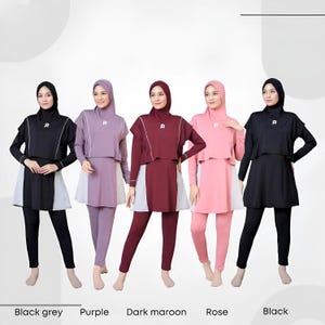Big Size Moslem Women Swimwear Modest Full Coverage Muslim with Hijab Attached Livandex Fabric Burkini for Women Islamic Swimsuit with Layer