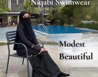 Conjunto de traje de baño burkini de cobertura completa y modesto: hijab, pantalón de falda y calcetines de baño