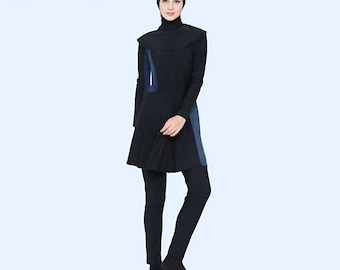 Traje de baño musulmán modesto para mujer, burkini con hiyab, cobertura completa, de nailon y licra, de secado rápido, tallas S a 3XL.