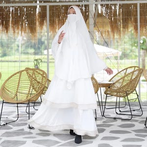 Iconic French Khimar and Abaya Set Akad Nikkah Modest Islamic Maxi Dress Muslim Women Garments Eid Celebration Wear Formal Occasions Outfit