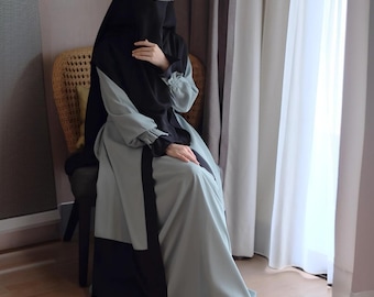 Elegante abaya van Diorpeach met khimar: bescheiden islamitische jurk
