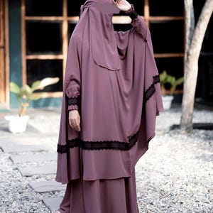 Bespoke Muslimah Abaya Set with Khimar Niqab Bandana Elegant Hajj and Umrah Hajj Wear Prayer Dress Islamic Modest Garments Outfit Women OOTD