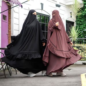Eid Abaya Ruffle Lace Stylish French Khimer Turkey Set Niqab Modest Clothing Muslim Caftan Maxi Dress Ramadan Outfit for Women Jalabiya OOTD
