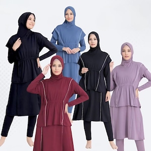 Polite Muslimah Swimsuit Set with Hijab – Livandex Full Cover Swimwear for Women, Plus Size Burkini with Stretch & Fast Dry