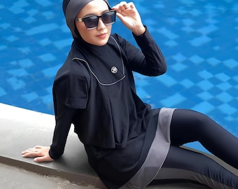Conjunto de traje de baño modesto: traje de baño islámico con hiyab bolero