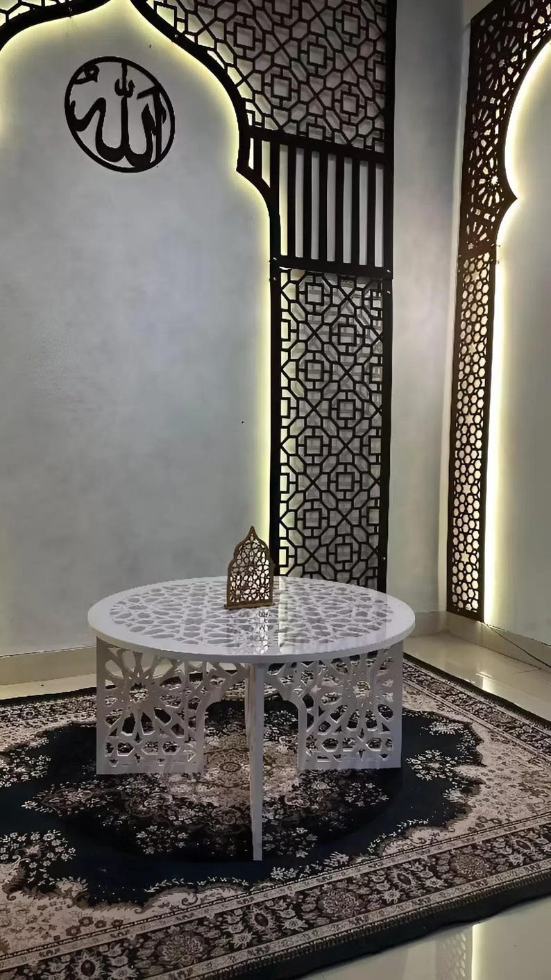 Islamic Round Coffee Table | Arabic Geometric Design Living Room Decor ...