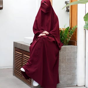 New Arrival Anti UV French Khimar Abaya Long Dress with Niqab Maxi Jilbab Muslim Women Caftan Hijab Outfit Islamic Fashion OOTD Hajj & Umrah