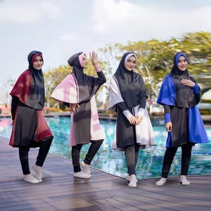 Modest Burkini Swimwear Set: Scuba Tunic, Pants & Hijab - UV Protection