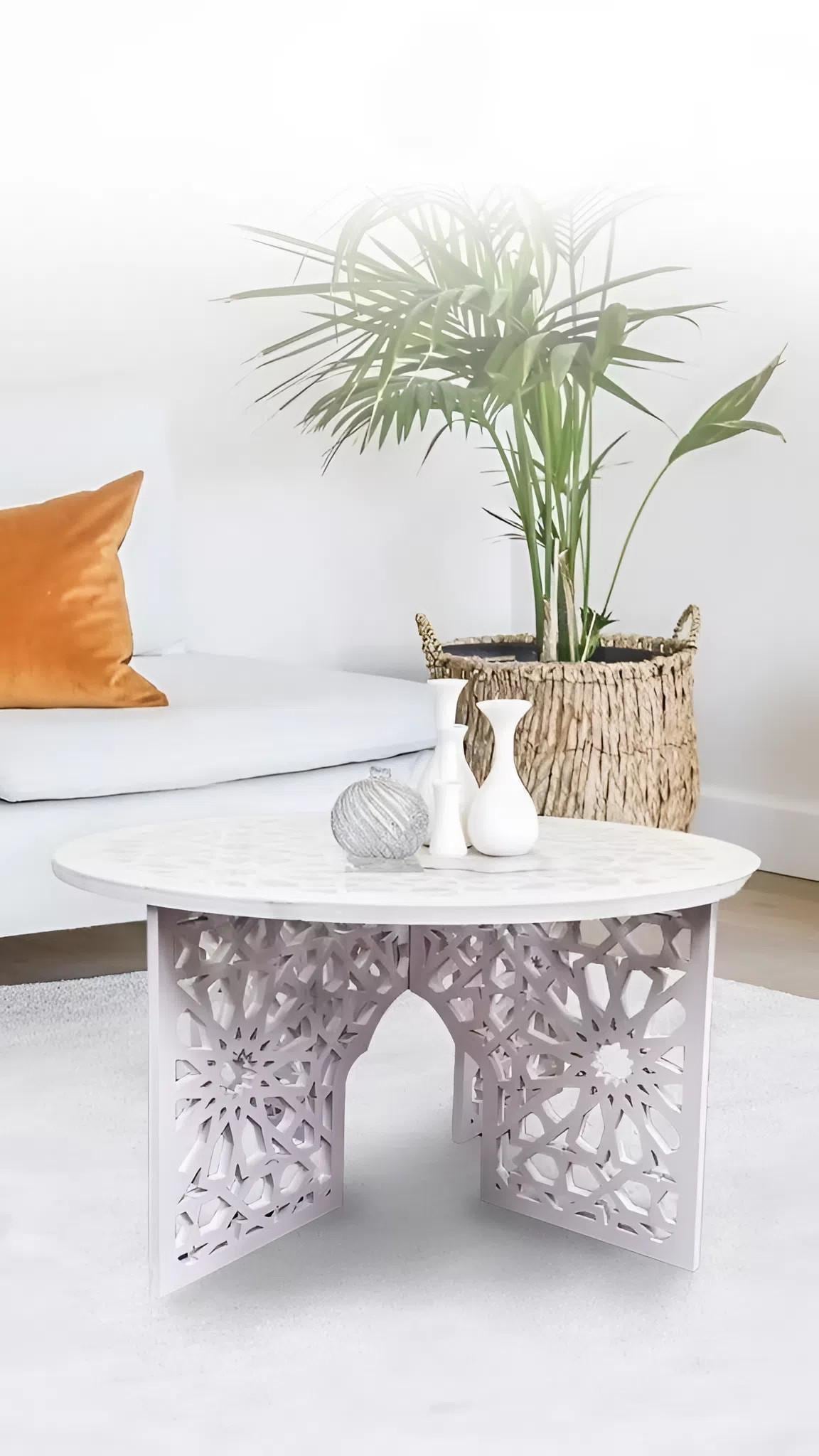 Islamic Round Coffee Table | Arabic Geometric Design Living Room Decor ...
