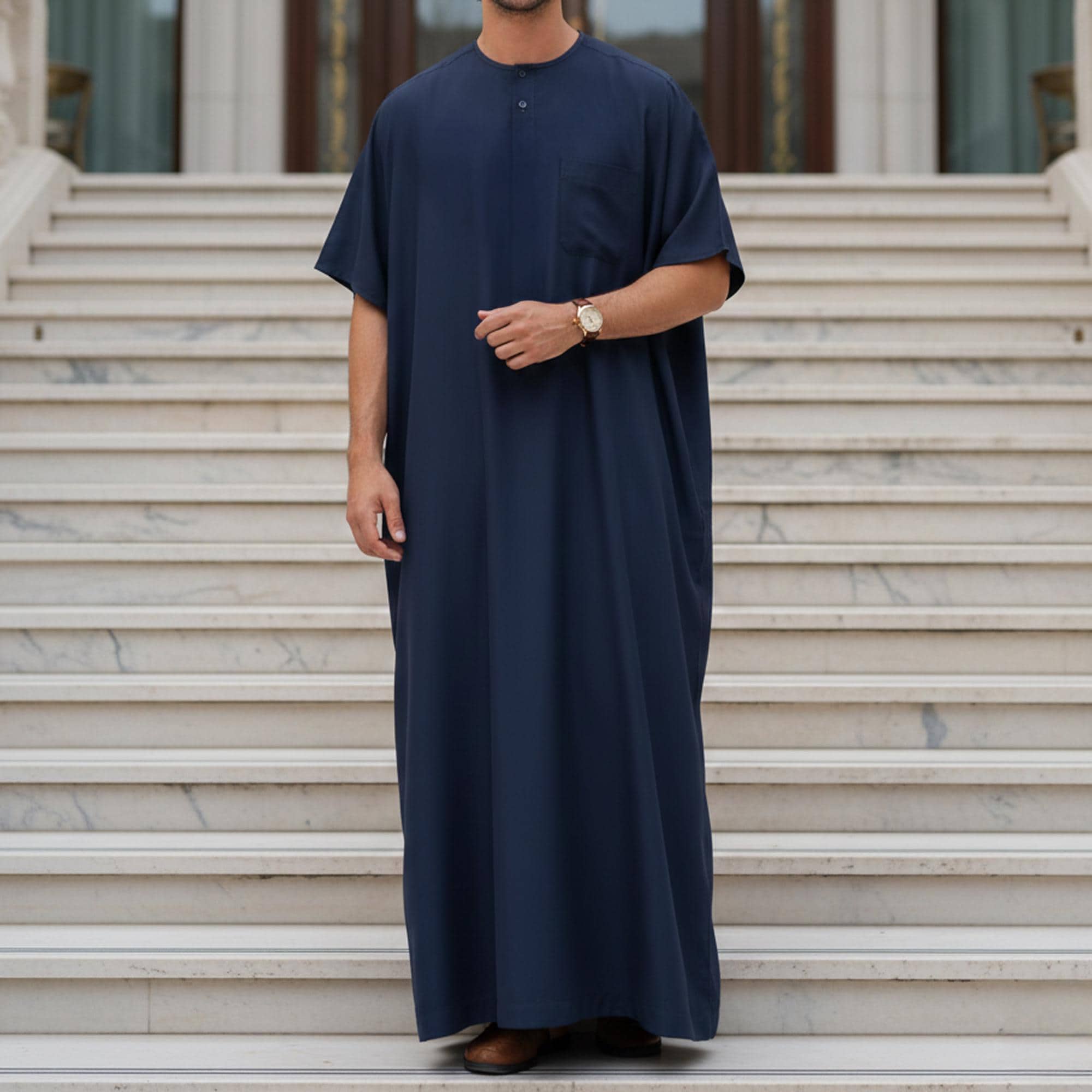 men elegant abaya dress Ramadan Islam Muslim Men Clothing Abaya Embroidered Short Sleeve Robe, –  PRINGBUD ISLAMIC CLOTHING