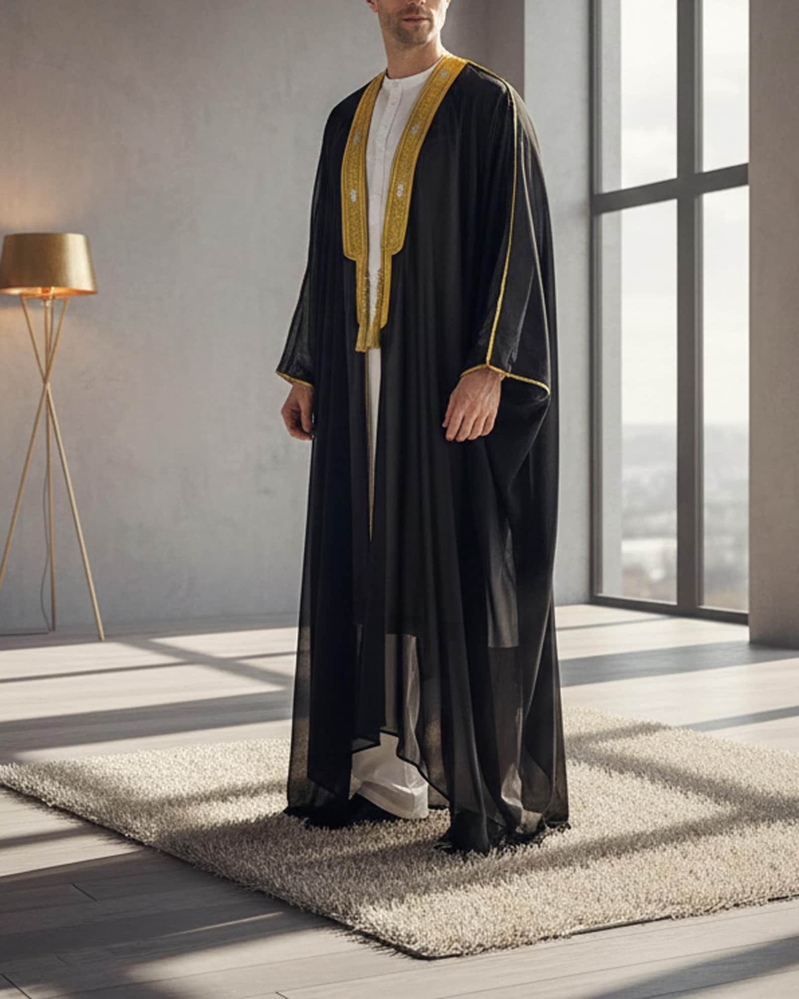 Men's Bisht Open Front Thobe Cardigan Abaya Long Robe for Eid and ...