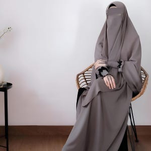 Stylish Abaya French Khimar Basic Muslim Women Islamic Maxi Dress Caftan Modest Fashion Eid Outfit Jilbab Hijab Elegant Clothing OOTD