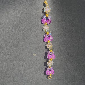 Handmade Purple Butterfly and Daisy Bracelet