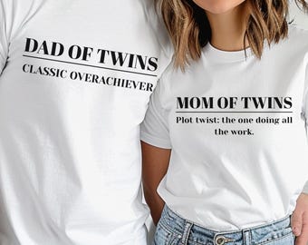 Conjunto de camisas a juego para padres gemelos, regalo para mamá y papá de gemelos
