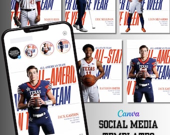 Modello sportivo per social media / Serie All-American / Realizzato per Canva