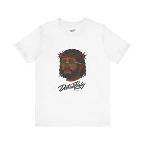 Detroit Baby Yahushuah the Messiah Unisex jersey T-shirt met korte mouw, christelijke tshirt, religieuze top, inspirerend shirt, doornenkroon