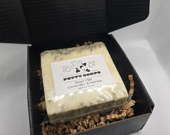 Goat Milk, Honey & Lavender | Approx 4.3 oz | Real Lavender buds. Handmade goat milk soap.