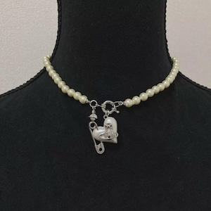 Pearl Silver Necklace - nana anime inspired heart necklace