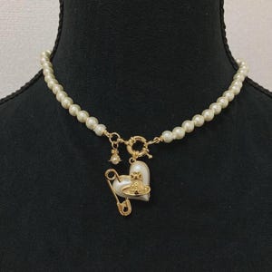 Pearl Gold Necklace - nana anime inspired heart necklace