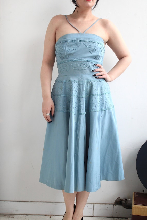 powder blue cocktail dress