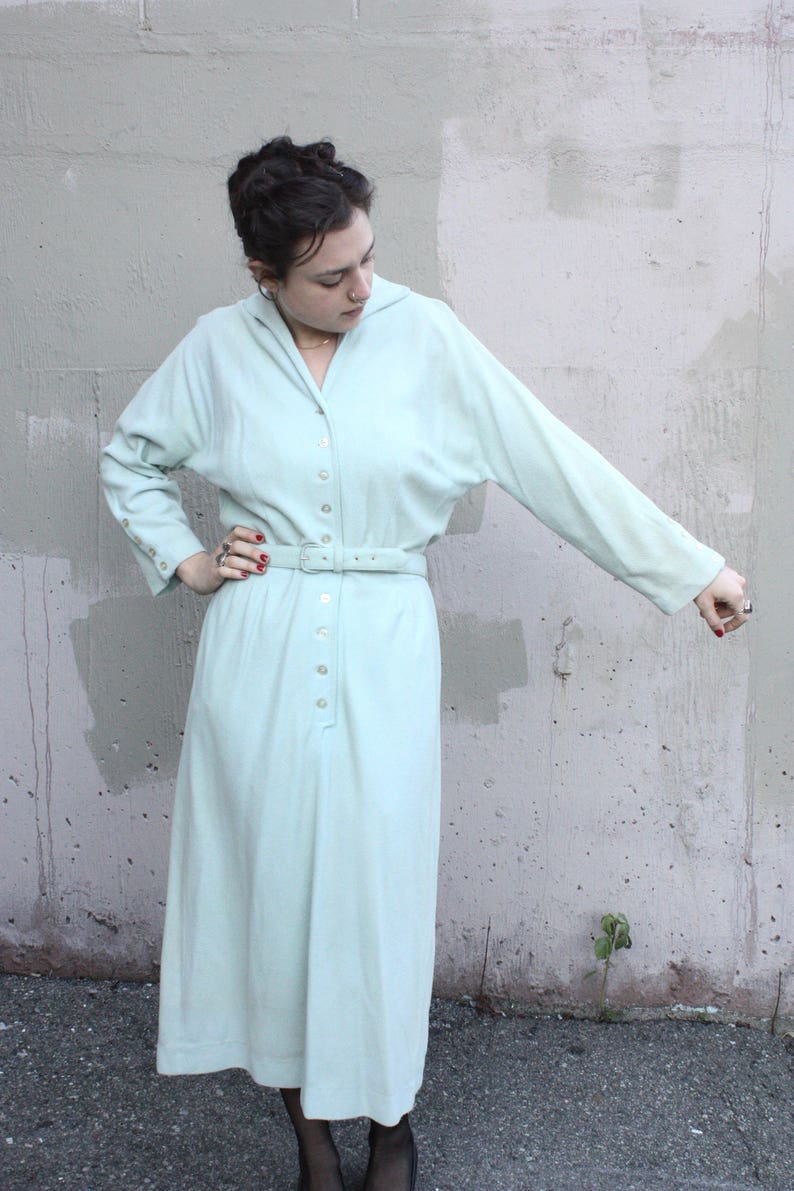 Vintage 1950's Belted Dress 50s Pale Robins Egg Blue - Etsy