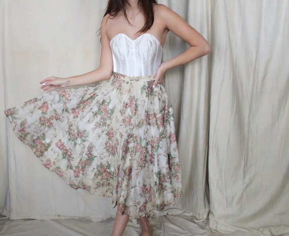 Vintage 1950s Novelty Print Skirt | 50s Full Circl