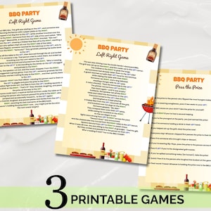 BBQ Left Right Game: Printable Party Gift Exchange (PDF Download)
