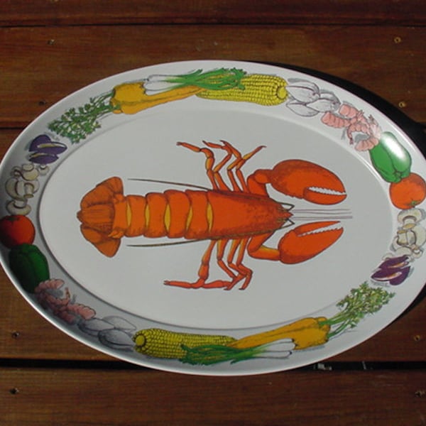 Vintage Brookpark Melamine / Melmac Large Lobster / Crawfish / Seafood Serving Platter  24 - 95