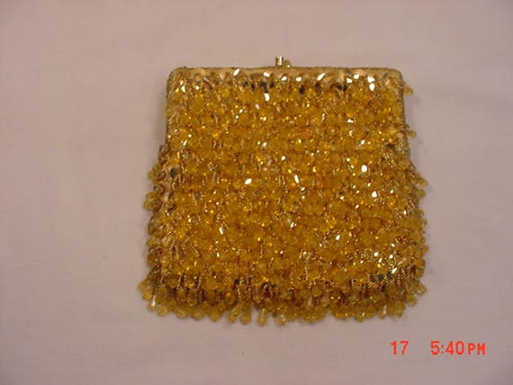 Vintage Hand Made In Hong Kong Gold Sequin & Bead… - image 7
