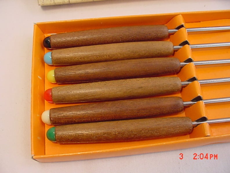 Vintage Set Of Six Stainless Steel Fondue Forks 16-388
