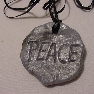 Two Vintage 1960's Hippie Era Plastic Toy Peace Love Necklaces  11 - 1795