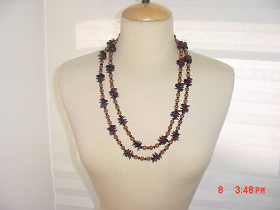 Vintage Brown Plastic Bead Necklace  18 - 282 - image 7