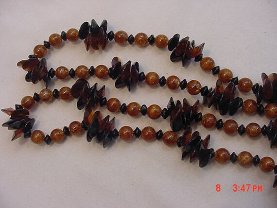Vintage Brown Plastic Bead Necklace  18 - 282 - image 3