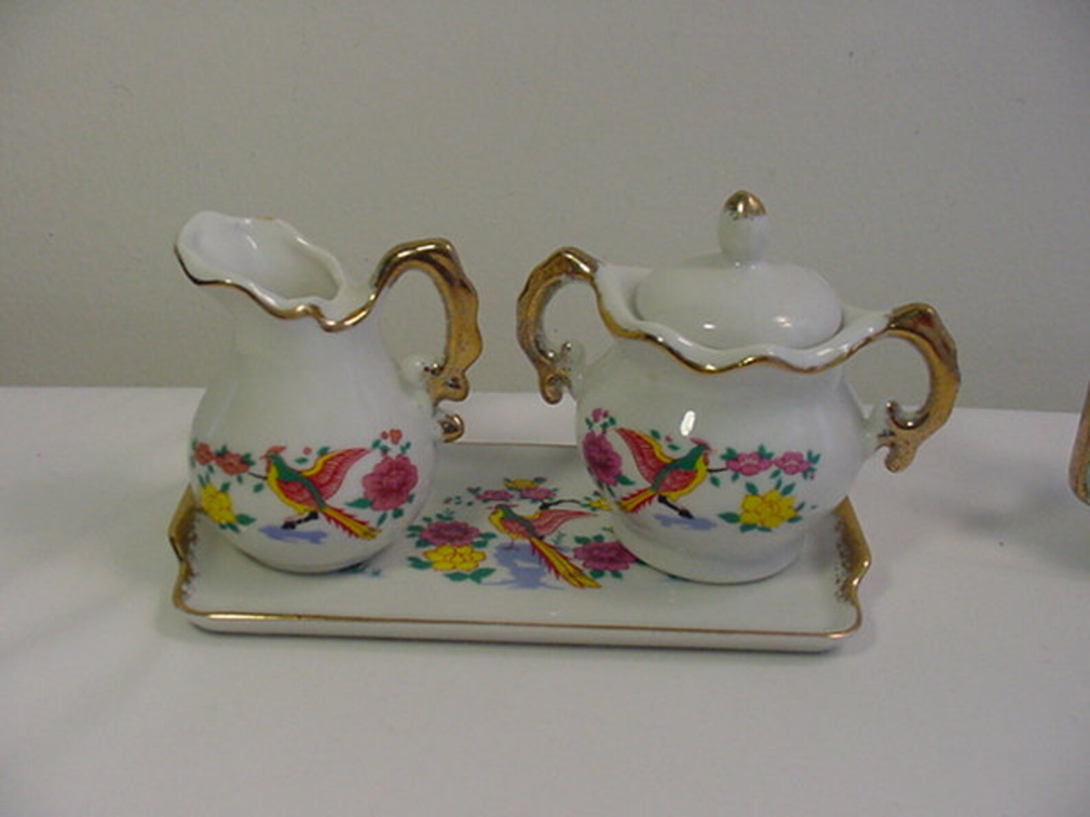 Vintage Japan Condiments China Set With Bird & Flower Design 20 - 432 ...