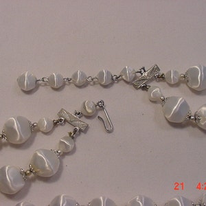 Vintage Adjustable Two Strand White Plastic Bead Necklace 16 639 image 4