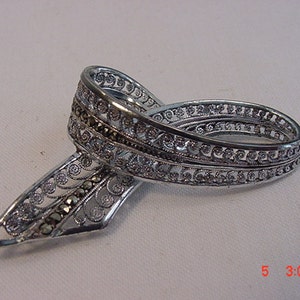 Vintage Germany Sterling Silver Marcasite Filigree Brooch  16 - 425