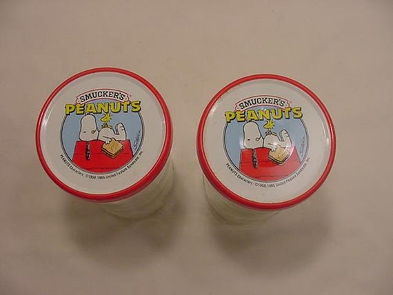 1981年　スヌーピー　スナックジャー Set of 2 Vintage Mid Century Smucker's Peanuts Gang - Snoopy