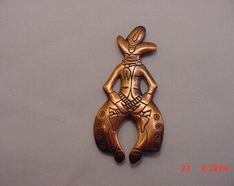 Vintage Copper Colored Cowboy Brooch 16 - 109