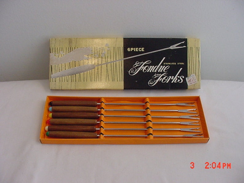 Vintage Set Of Six Stainless Steel Fondue Forks 16-388