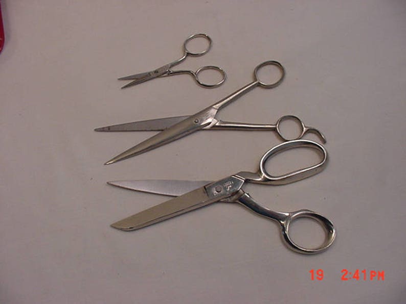 Vintage Griffon Sewing Scissors Set In Leather Zippered Case Etsy