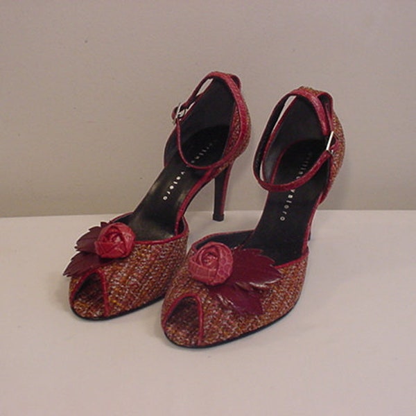 Vintage Martinez Valero Leather Peep Toe Woman's Size 8 Dress Shoes   23 - 100