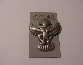 Vintage Seodra Pewter Brooch In Original Gift Box 11 - 1686