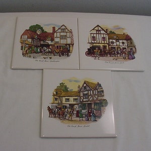 Set Of Three Vintage Sussex English Tiles Old Coach Houses 19-719
